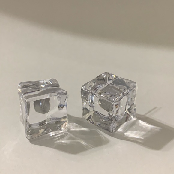 Clear Ice Cube Earrings - Picture 2 of 3